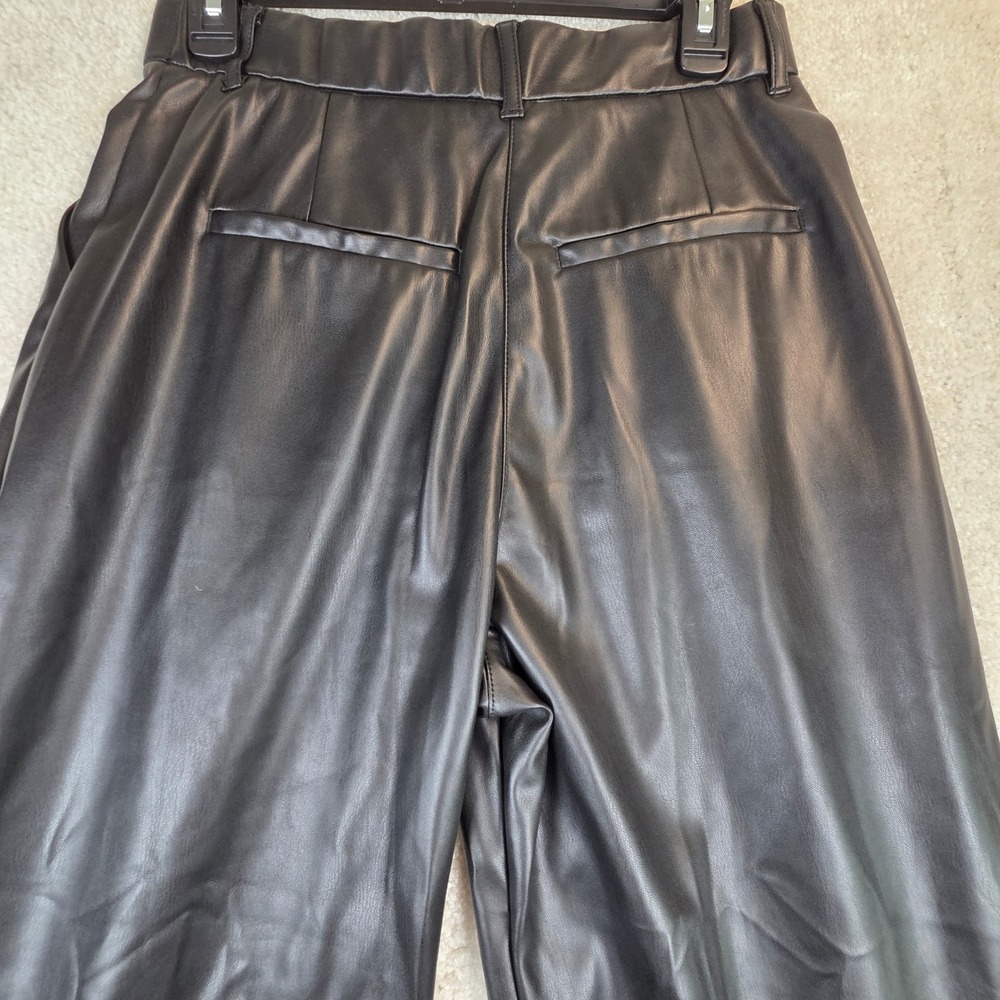 Abercrombie Fitch Curve Love‎ Vegan Leather Wide Leg Pants M Short Black - Picture 4 of 10